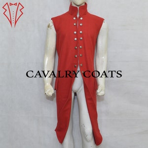 Red Wool Military Jacket: 18th Century British Revolutionary Coat