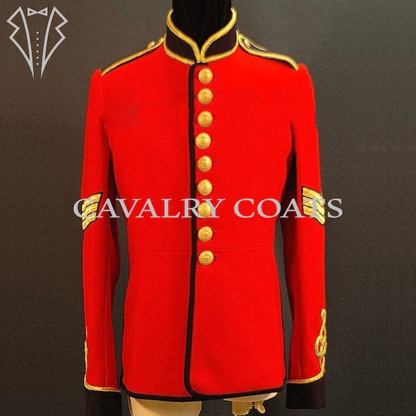 New Men's Red Wool British Royal Engineer Sergeant Historical Jacket, Military Jacket, 18th Century British Uniform By Cavalry Coats