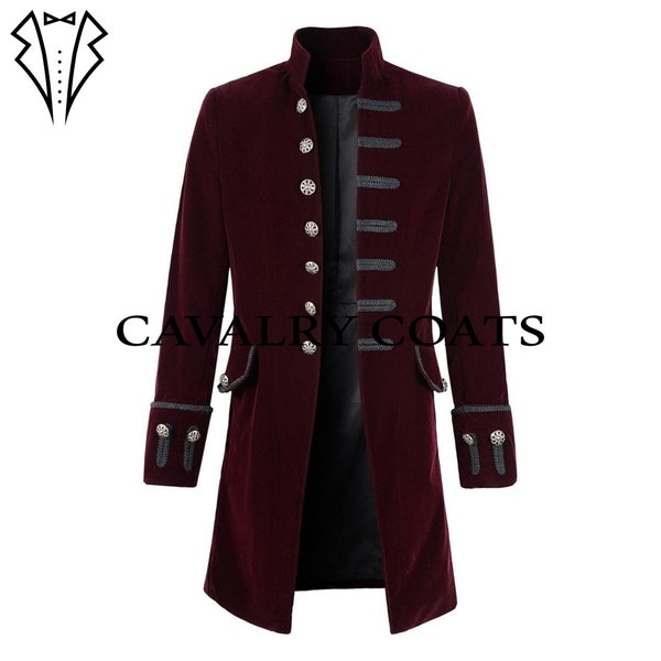 Neuer Herren Burgunder Samt Goth Steampunk Viktorianischer Gehrock, Eleganter Gehrock, Herren Halloween Gehrock Von Cavalry Coats