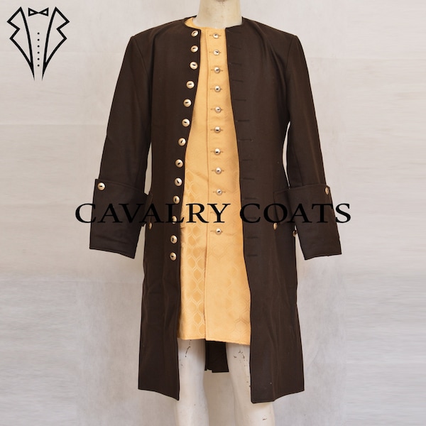 New Men Wool 18th Century Gentleman's Wool Frock Coat, 19th Century Tailored Period Frock Coats,Victorian Frock Coat,Napoleonic Frock Coat