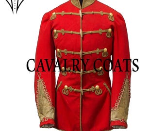 Chaqueta de regimiento de húsares de lana roja: estilo británico de la Guardia Real
