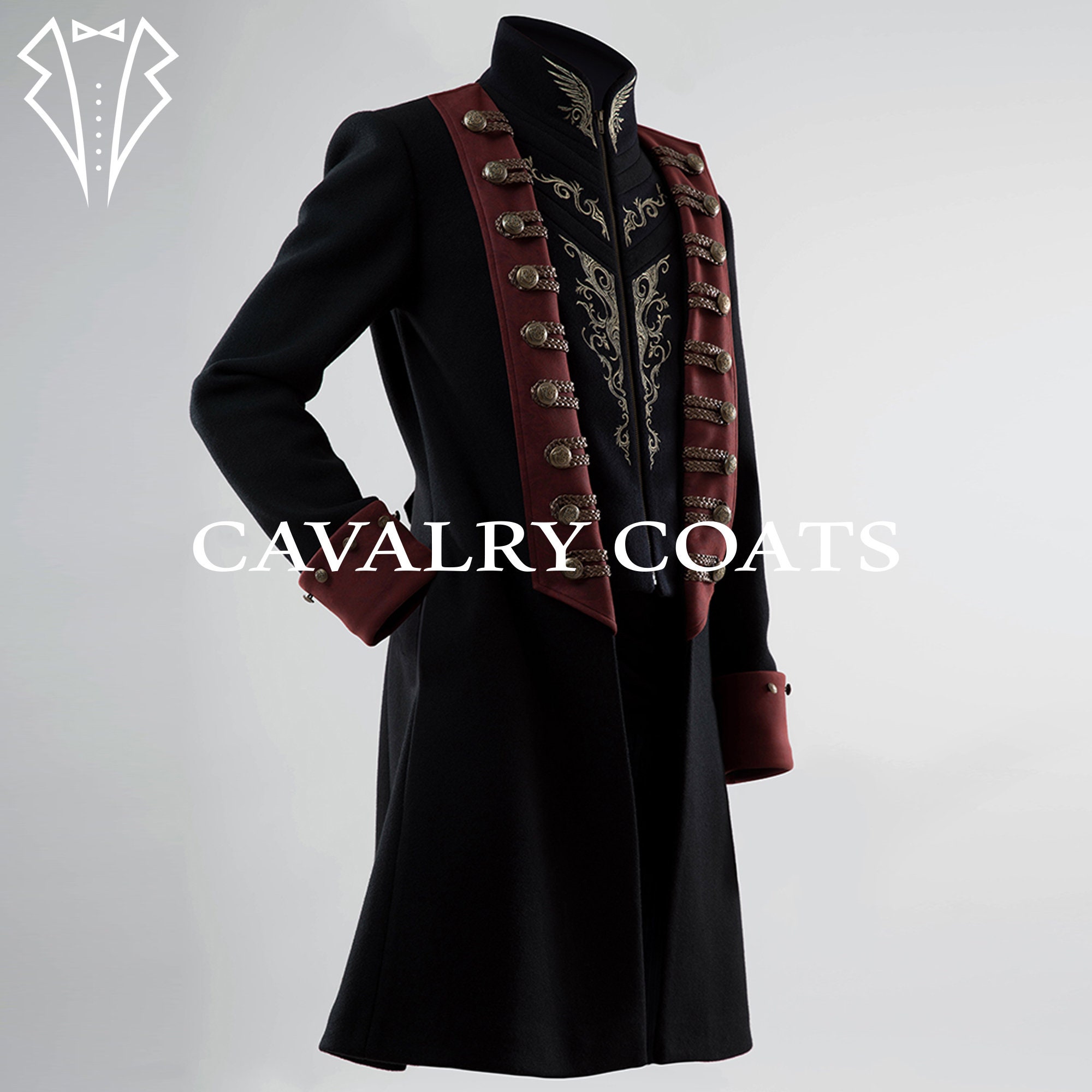 Men's Wool Military Tailcoat: Embroidered Lost Angel Jacket - Etsy