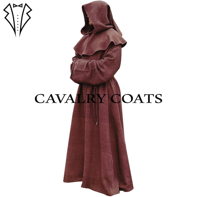 Unisex Brown Wool Monk Robe: Medieval Priest Costume With Hood - Etsy
