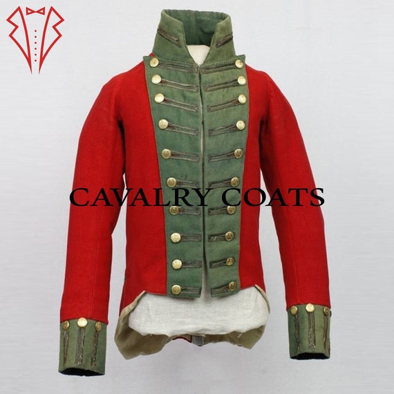 Red Wool British Officer's Coat: 49th Regiment Military Tailcoat