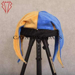 Velveteen Jester Hat with Jingle Bells: Harlequin Costume Cap