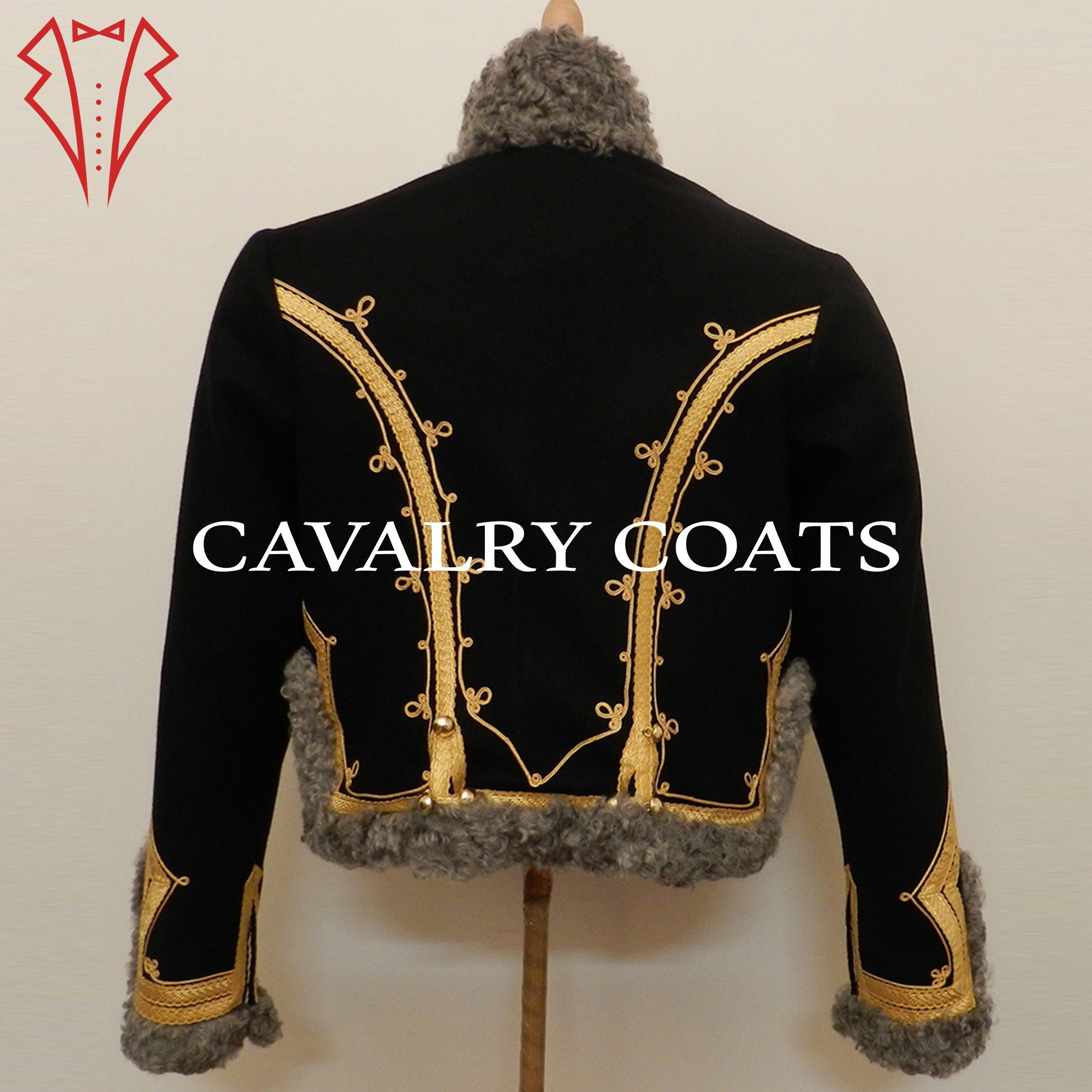 New Men Black Wool Napoleonic Hussar Jacket, Military Style Tunic