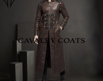 Men's Brown Leather Steampunk Coat: Gothic Punk Jacket