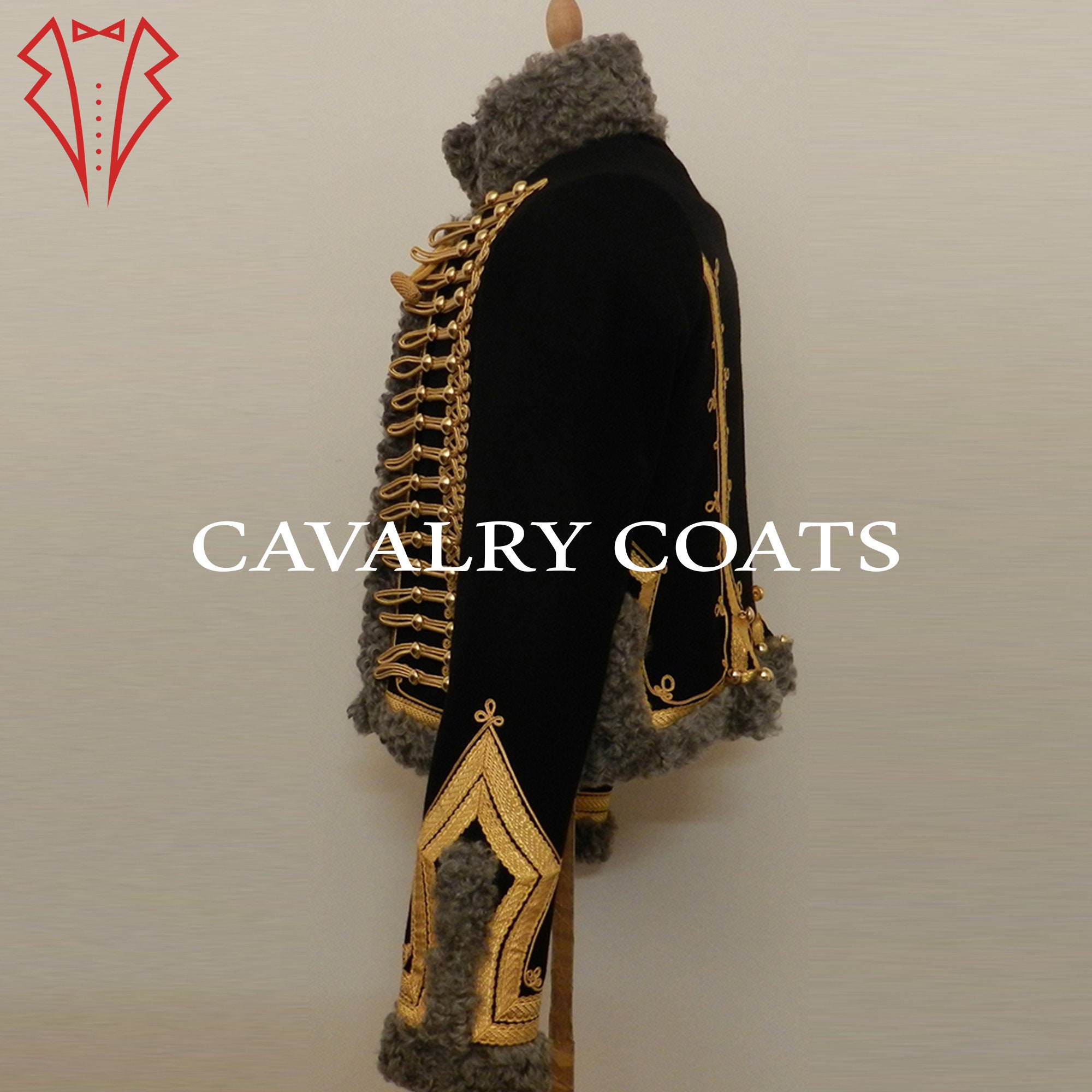 New Men Black Wool Napoleonic Hussar Jacket, Military Style Tunic