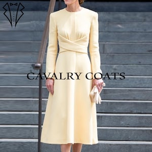 Off-White Wool Frock Coat: Princess Kate Style
