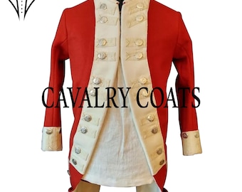 Men's Red Wool British Regiment Jacket: Royal Frock Coat