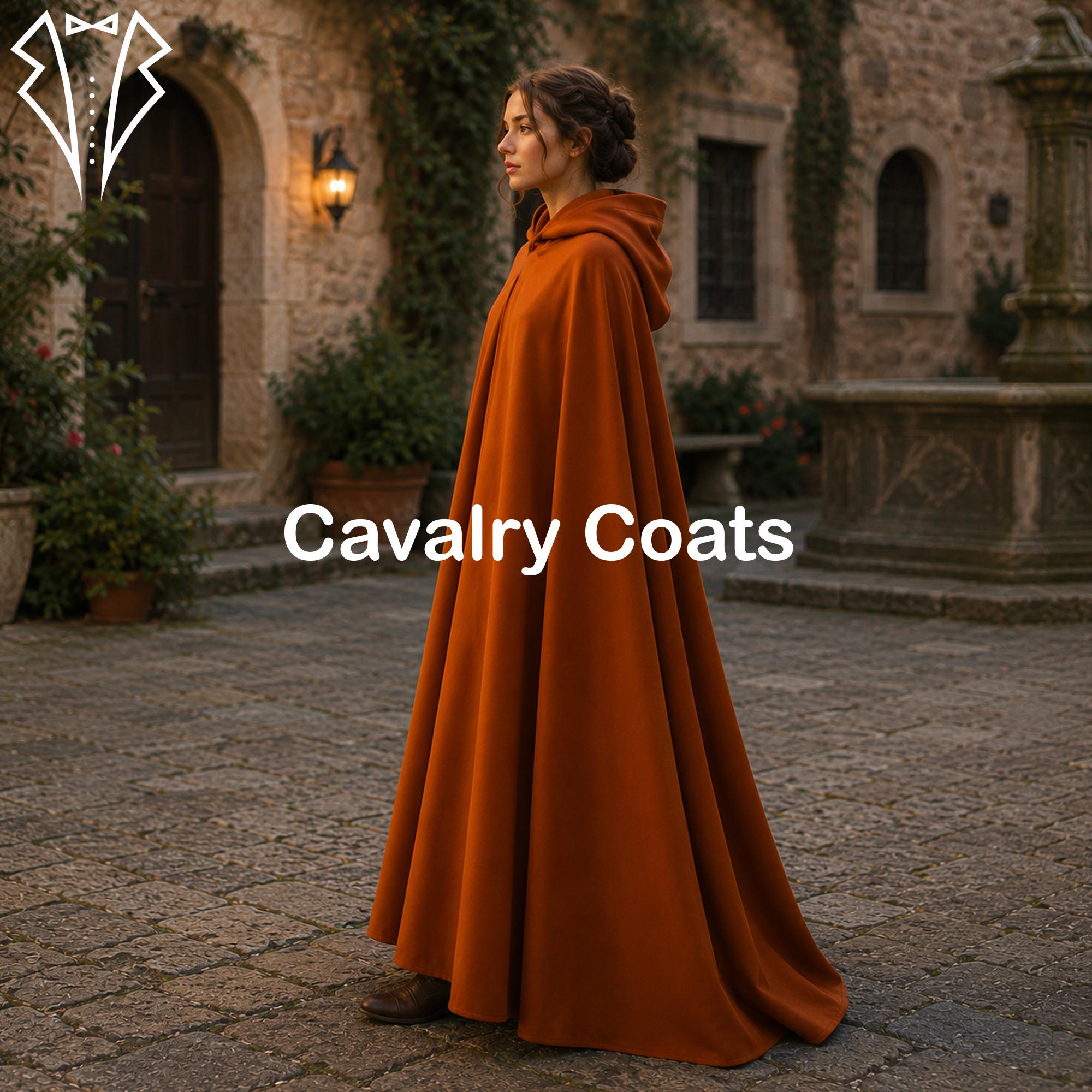 Women's Rust Orange Hooded Medieval Wool Cloak, Fantasy Steampunk Cosplay Apparel