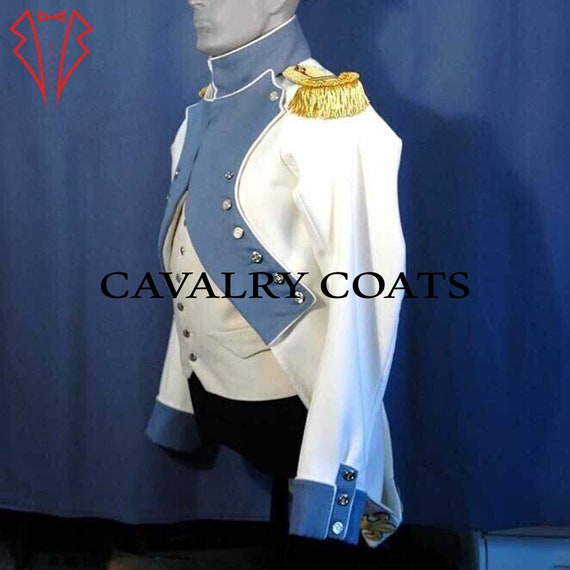 Men's French 1791 Military Uniform: Wool Napoleonic Frock Coat