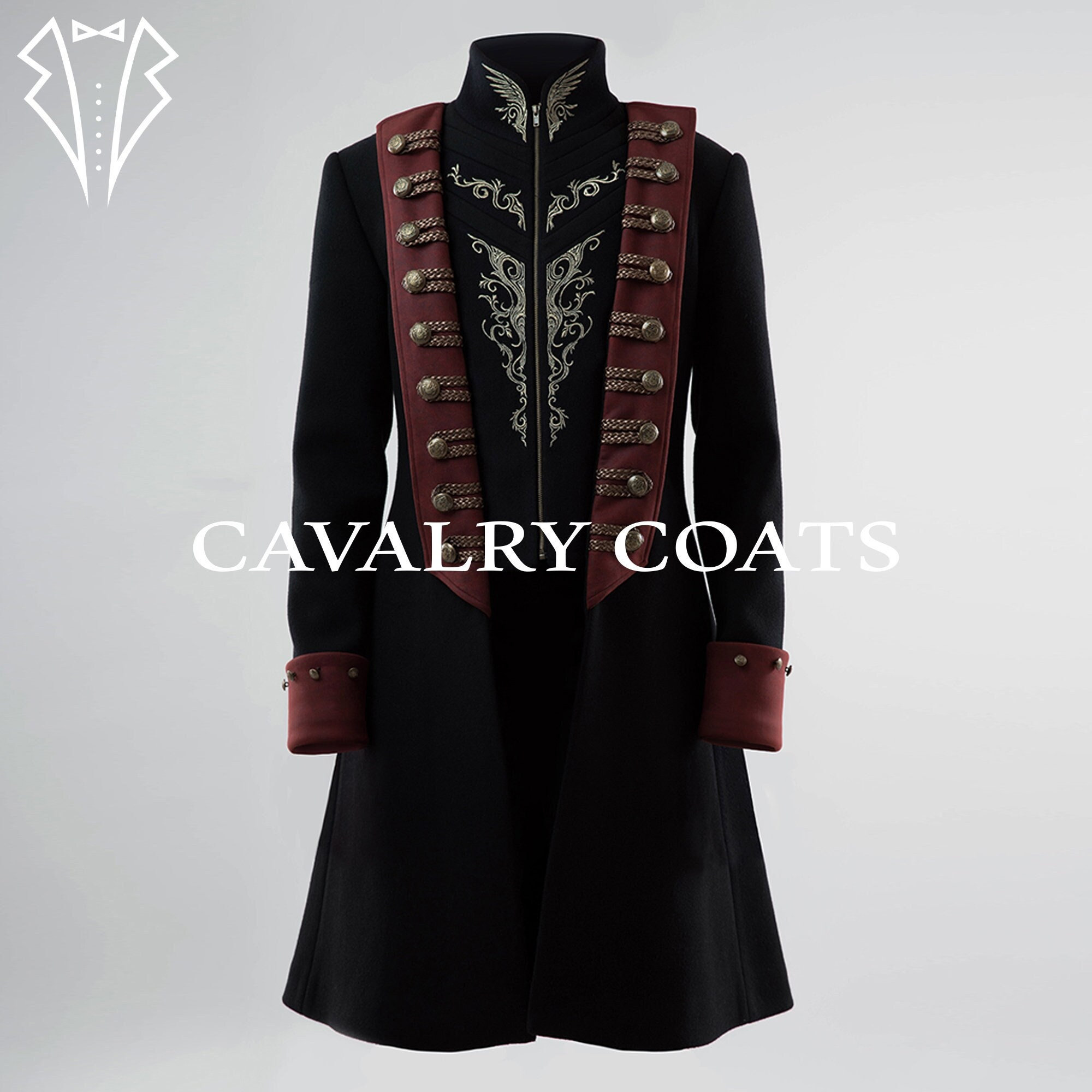 Men's Wool Military Tailcoat: Embroidered Lost Angel Jacket - Etsy