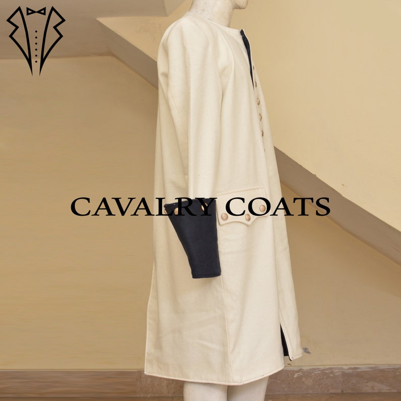 New Men White Wool French 1730th Uniform, Men's Frock Coat, 17th