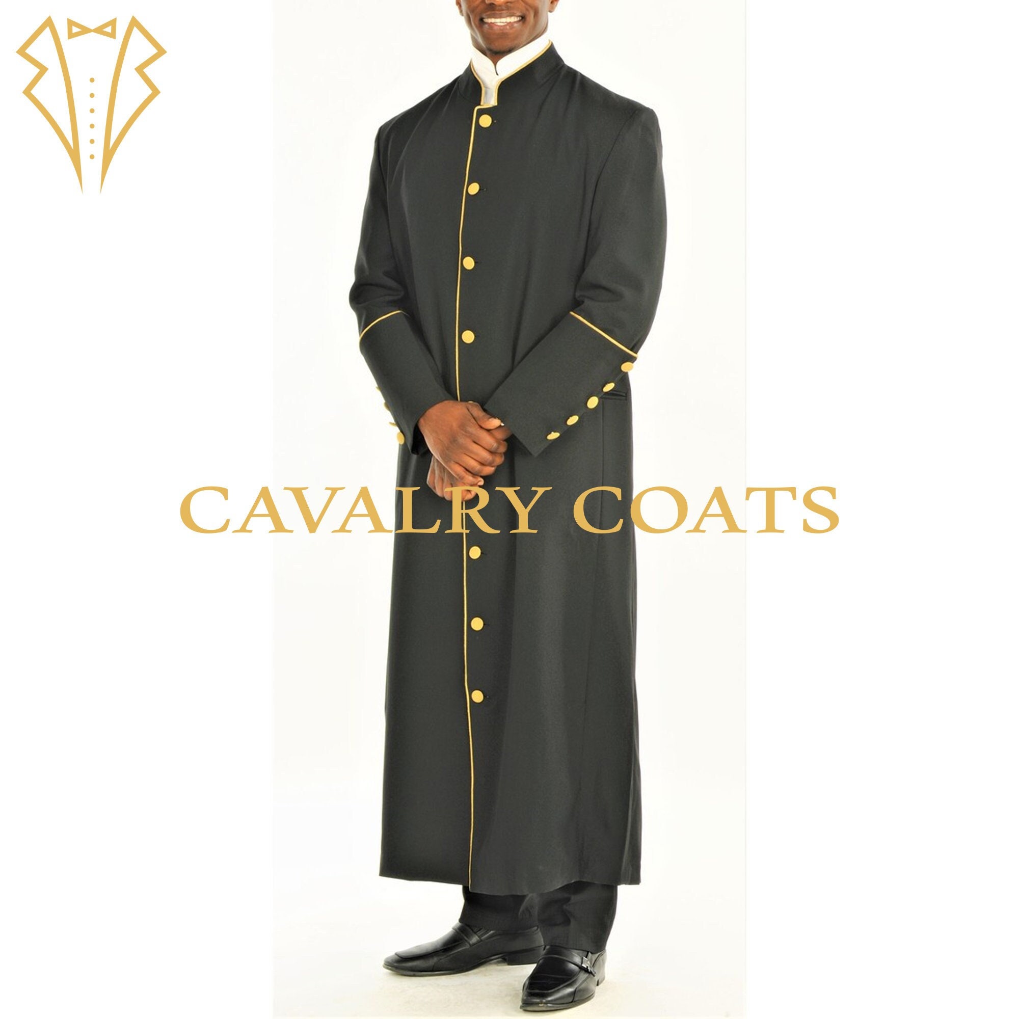 Nieuwe katoenen Adam Clergy Robe voor heren in zwart en goud, op maat gemaakte Pastor Robe, Men Choir Robe, geestelijkenkleding, cavaleriejassen