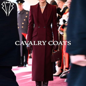 Maroon Wool Princess Coat: Kate Middleton Style Classic British Coat