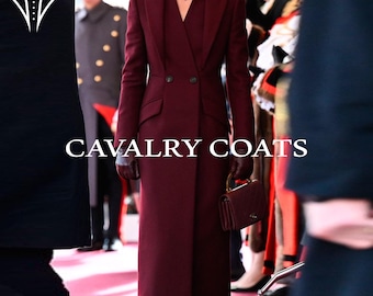 Maroon Wolle Prinzessin Mantel | Viktorianischer Langer Graben | Klassischer Britischer Militär Gehrock