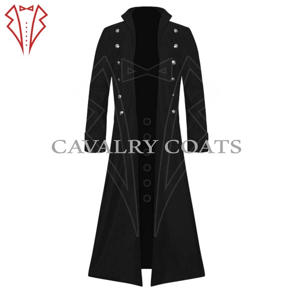 Men's Black Wool Trench Coat: Steampunk Victorian Frockcoat