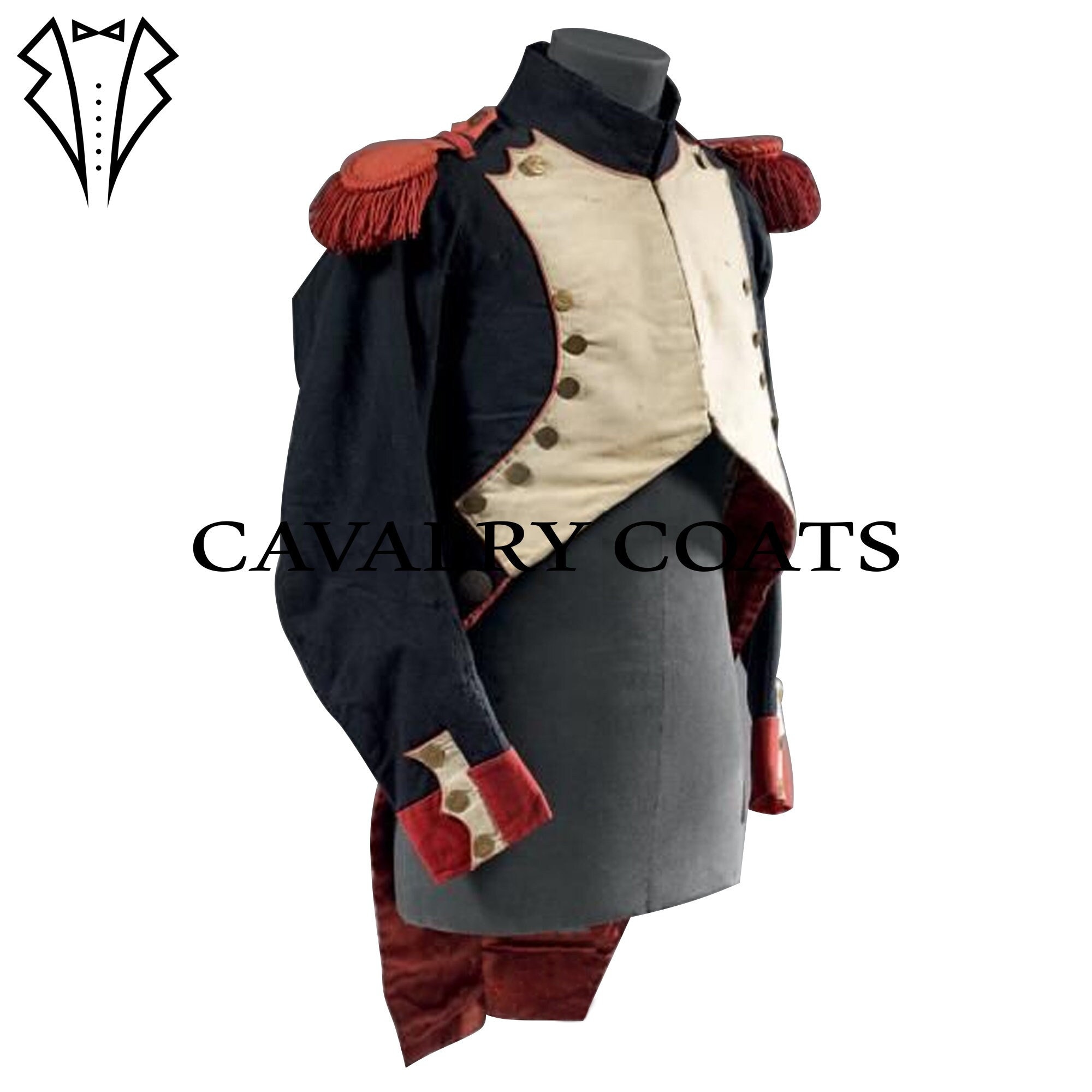 Navy Blue Wool Napoleonic Tailcoat: 18th Century Military Jacket