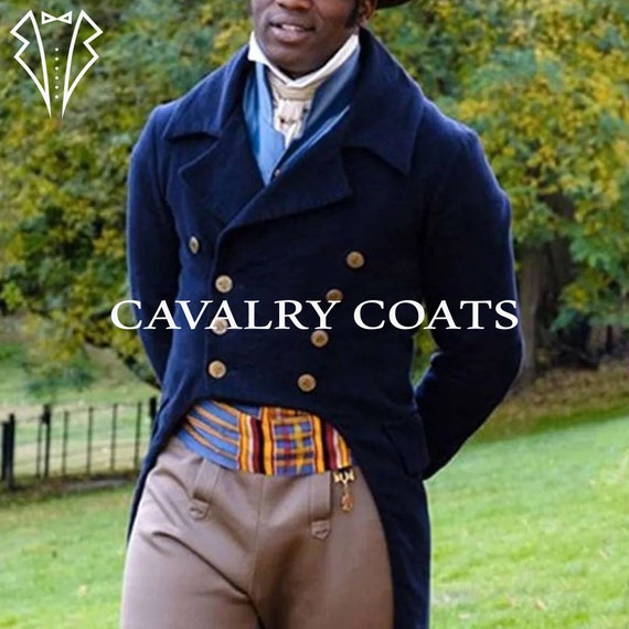 Navy Blue Wool Regency Tailcoat: Mr. Darcy Style Cavalry Coat