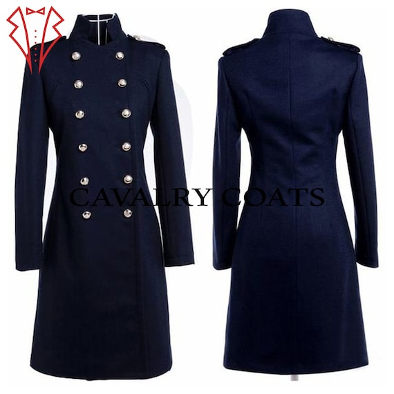 Buy New Women s Frock Coat Medieval Jacket Military Style Jacket Military Frock Coat Women Military Jacket Navy Blue Wool by Cavalry Coats Online in India Etsy