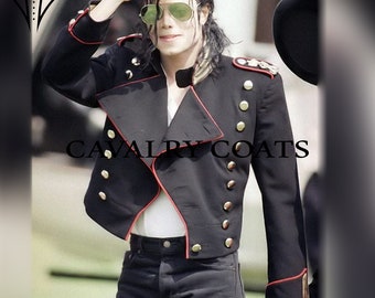 Jaqueta militar masculina de lã preta: fantasia personalizada estilo Michael Jackson