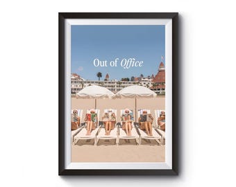 Out of Office Beach Print, Funny Work From Home Decor (Digital Download)