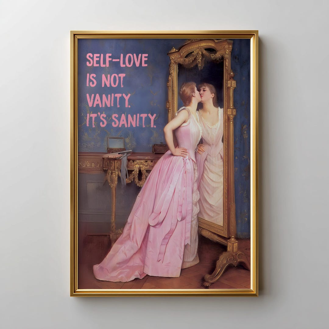 Vintage Self Love Wall Art Printable, Feminine Quote Poster, Pink ...