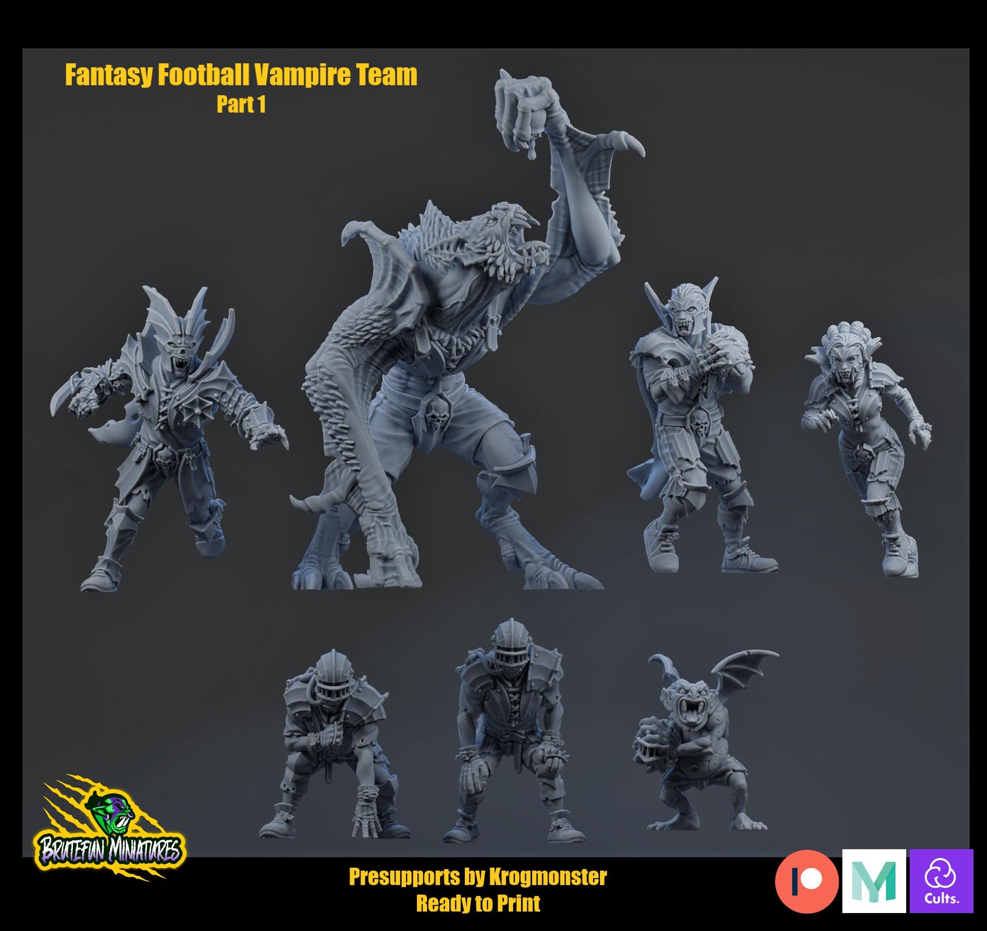 Squadra Di Calcio Fantasy Vampiro - Miniatura Brutefun Per Giochi Da Tavolo