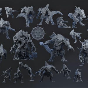 Figurines Warhammer Old World - Seraphon Saurus Guerriers Lance - Démontées Non Peintes