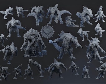 Equipo de Hombres Lagarto de The Reptile Folks - Brutefun Miniatures - Equipo completo de fútbol de fantasía