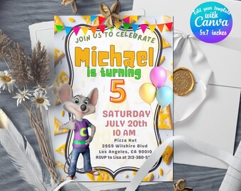 Printable Chuck E Cheese Birthday Party Invitation - Etsy