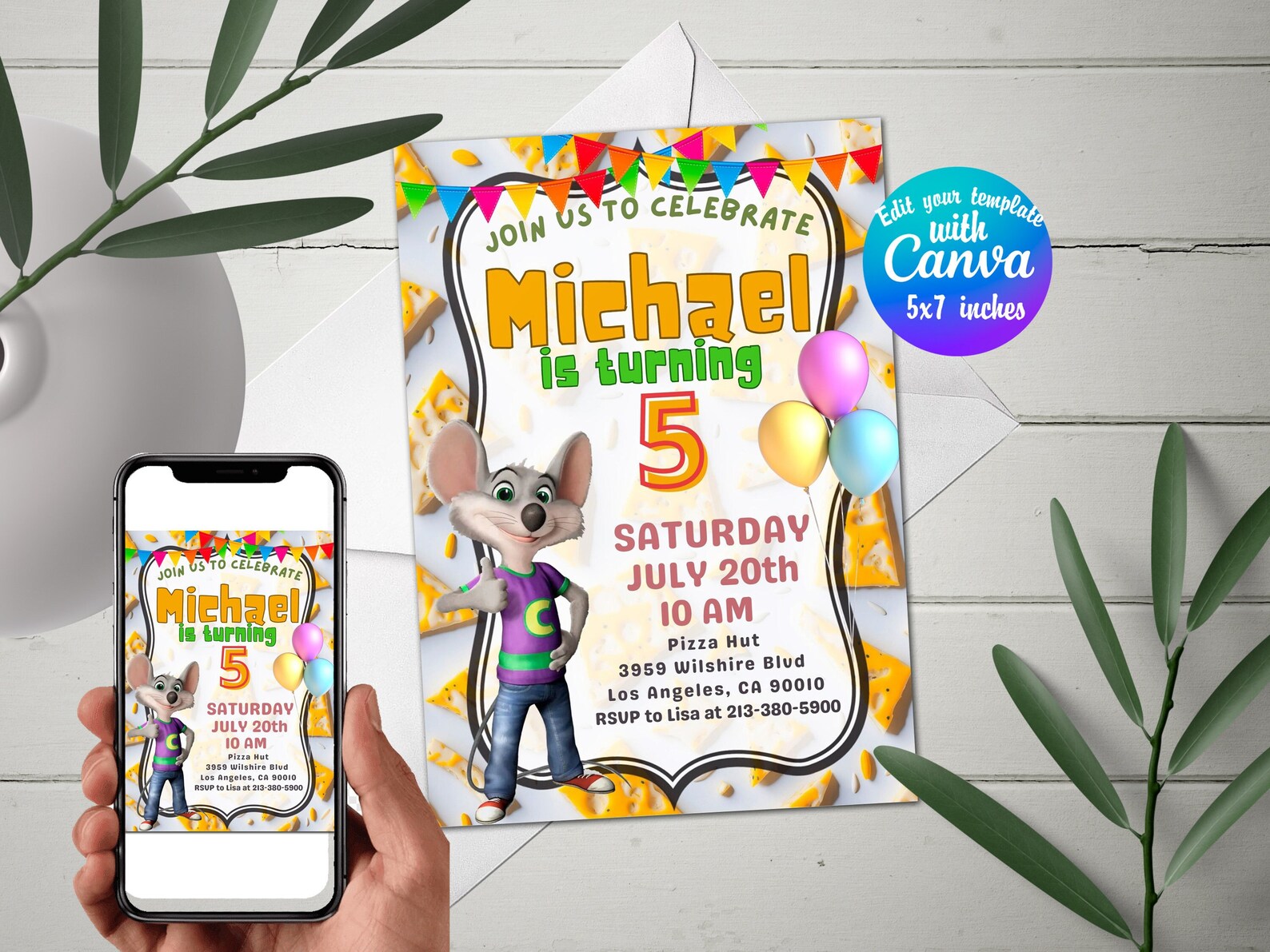 Editable Chuck E Cheese Birthday Invitation Template Chuck Evite ...