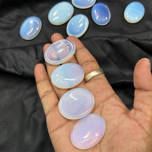 10 Pieces Opalite Worry Stone Oval Shaped  | Opalite Thumbs Stone |  | Pocket Stone | Healing Moonlight Stone | Bulk Crystal