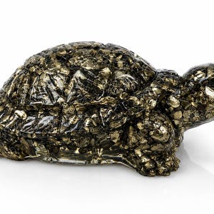 Natural Pyrite Turtle Orgonite | Feng Shui Wealth & Good Luck Decor Statue