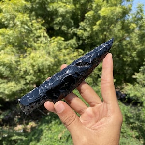 Black Obsidian Athame-Obsidian knife -Man Handmade Knife Gemstone-Hand Knapped Black Obsidian Crystal Knife