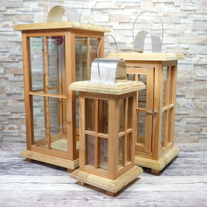 Large lantern made of larch wood wooden lantern