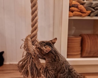 Jute rope for Cats to Climb – WITHOUT MOUNTING, jute scratcher cat toy. Long cat rope, scratcher, multifunctional cat toy