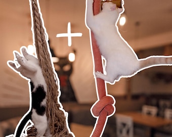 Kattenset jute touw + materiaalslang met boekweit Plafondgemonteerd klimtouw voor katten. Katzenseil uit Stoff Juteseil voor Katze scratcher