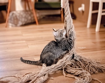 Jute rope for cat, Ceiling-mounted climbing jute rope, Deckenkletterndes Juteseil für Katze, Juteseil für Katze, Spielplatz für Katzen