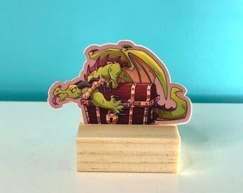 Dragon Chest - Fantasy Sticker - Waterproof Die Cut Vinyl - 3 inches