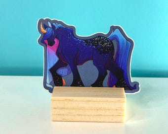 Midnight Unicorn - Fantasy Sticker - Waterproof Die Cut Vinyl - 3 inches