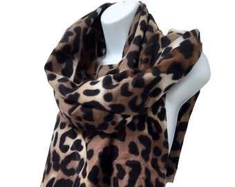 Beautiful Ladies Black & Beige Leopard Print Scarf Shawl - Etsy display picture 1
