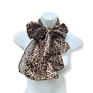 Animal Leopard Print Vintage 50's Style Long Satin Scarf