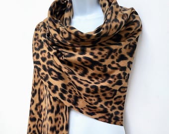 Leopard Print Scarf/Pashmina/Wrap Large Luxurious Soft Wool Mix Blend