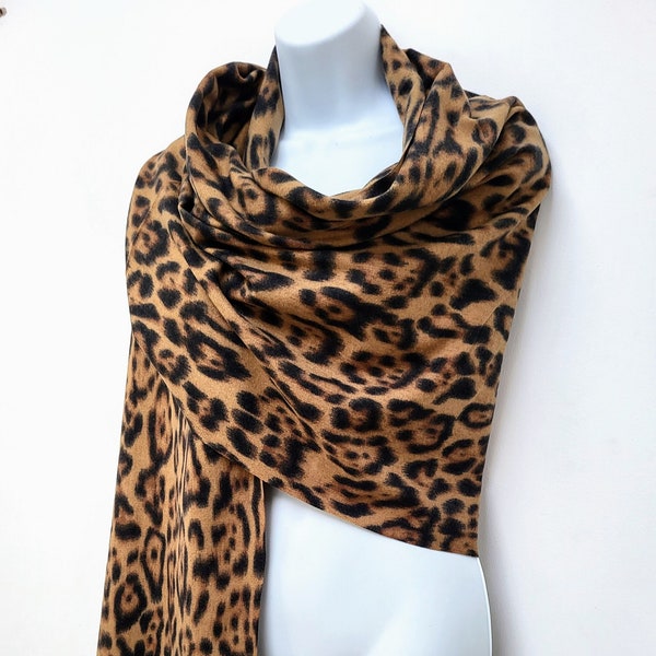 Leopard Print Scarf/Pashmina/Wrap Large Luxurious Soft Wool Mix Blend