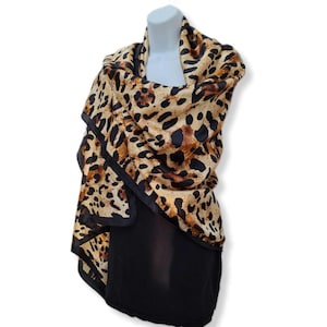Large Animal Leopard Vintage Style Silk Satin Scarf/Wrap/Traditional Design