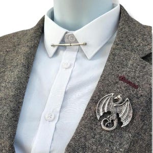 Silver Mythical Dragon Lapel Brooch/Suit Jacket/Elegant and Formal