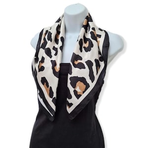 Beige Leopard Vintage Style Silk Satin Scarf/Square/Traditional Design
