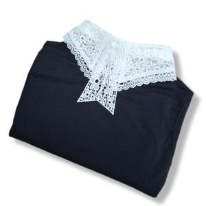 Cuello falso de encaje blanco estilo victoriano/Hecho a mano/Cuello de camisa desmontable